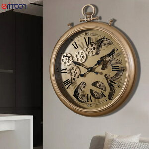 美式復古鐵藝掛鐘歐式創意齒輪時鐘家用客廳裝飾個性指針石英鐘表 夢露日記