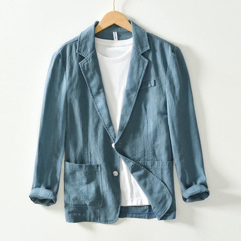 【巴黎精品】現貨+預購 西裝外套休閒西服-薄款寬鬆單層棉麻男外套6色a1bv1