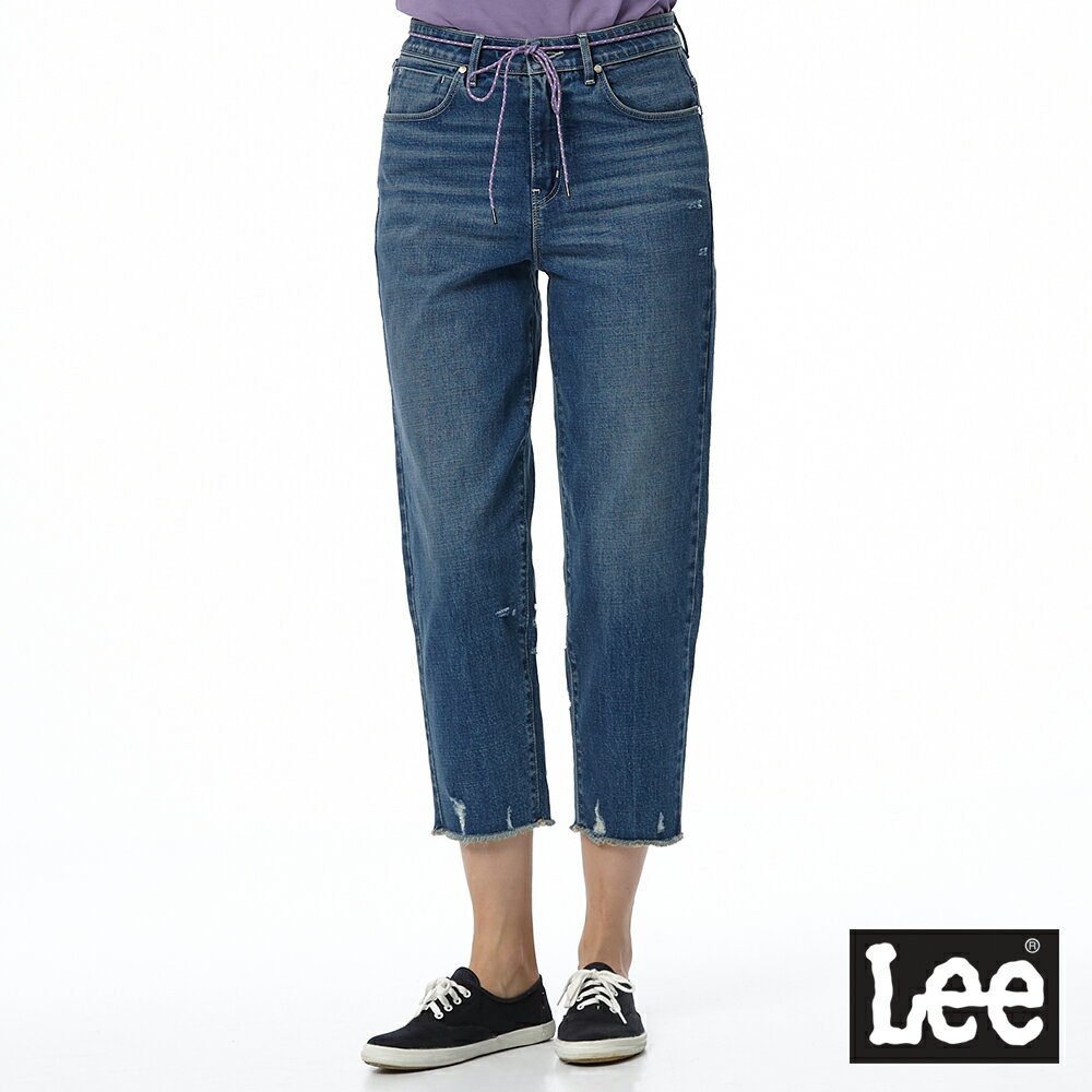 Lee 411 高腰標準修身小直筒牛仔褲 Urban Riders 女款 中深藍