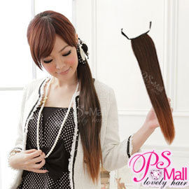 PS Mall輕鬆簡易上手 綁式緞帶立體直馬尾假髮 高溫髮絲 可電棒燙【P027】