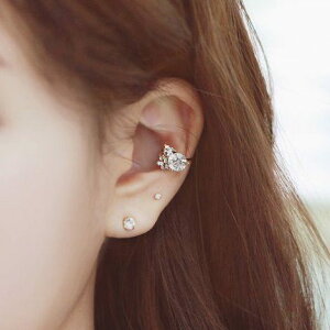 PS Mall 【G751】韓版飾品 葉子麥穗 水鑽耳骨夾 夾式耳環
