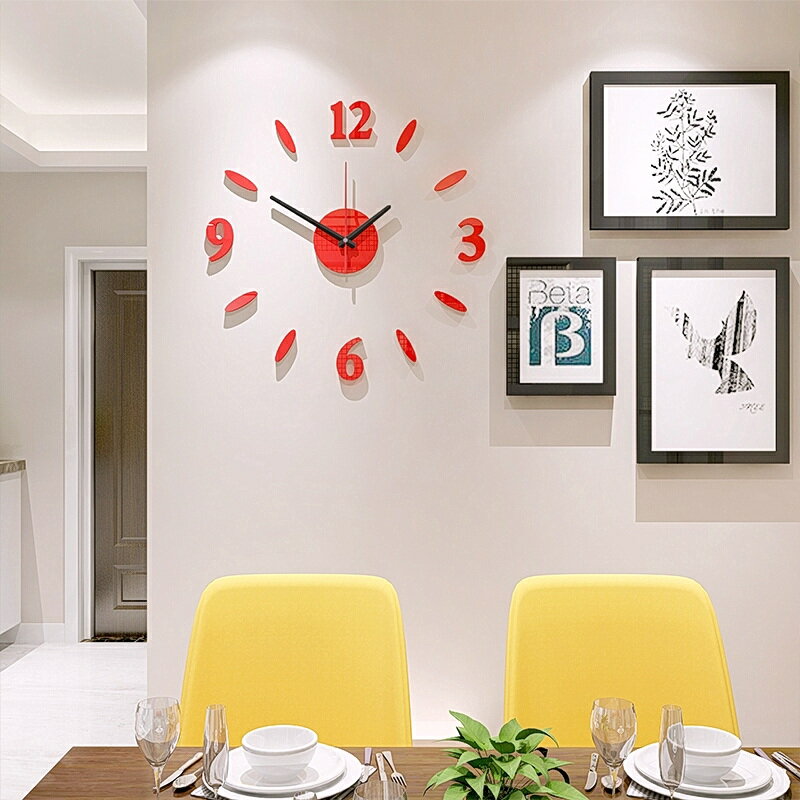 夜光DIY掛鐘客廳現代簡約靜音創意時鐘表家用裝飾亞克力墻貼壁鐘