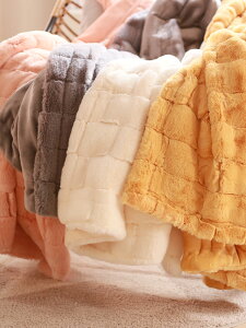 高端出口雙層仿皮草毛毯提花仿兔毛毯子禮盒裝加厚小兔絨沙發蓋毯