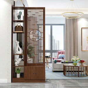新中式 屏風 隔斷 客廳 玄關 櫃 簡約現代 可移動 木質 多層板座屏裝飾架