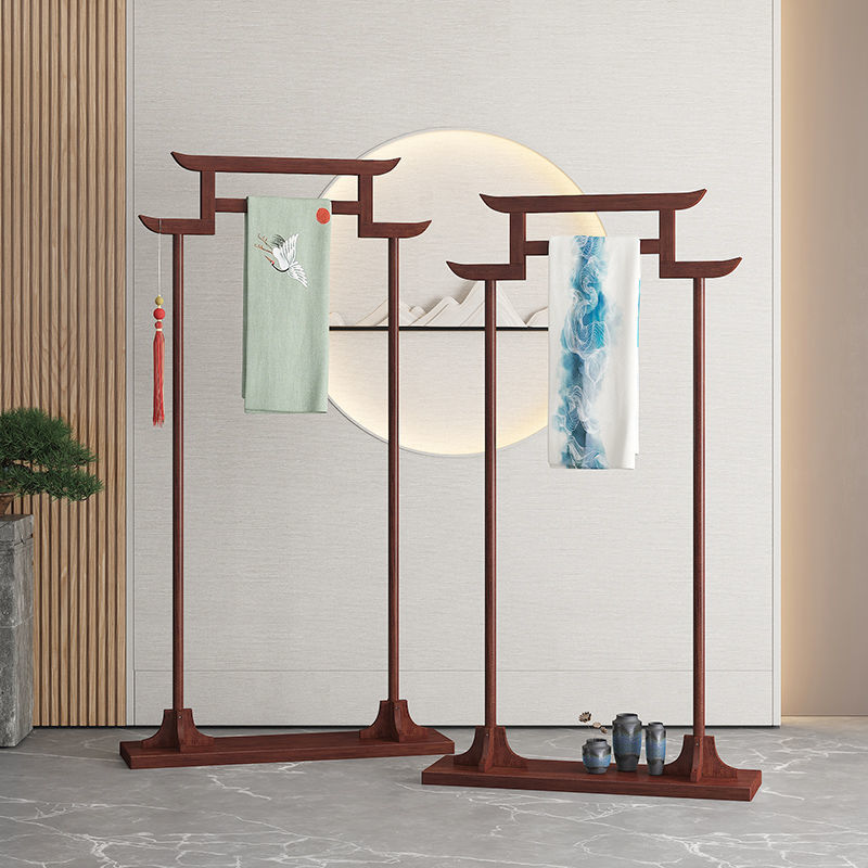 吊衣桿 掛衣架 復古中式衣帽架落地臥室掛衣架實木秀禾婚紗展示架客棧酒店簡易S66公司貨快速出貨