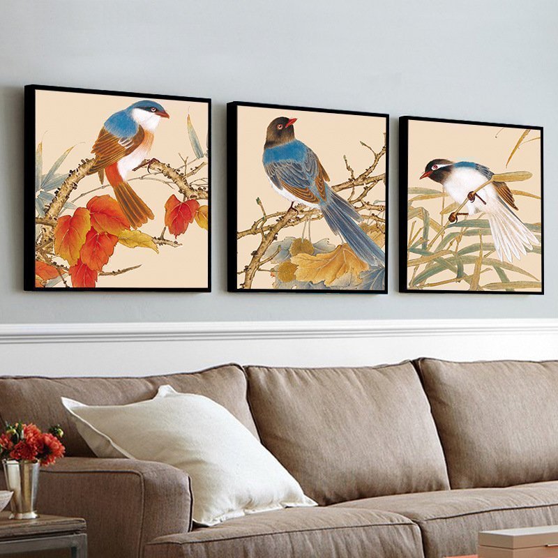 新中式裝飾畫客廳沙發背景墻裝飾畫壁畫掛畫墻畫字畫花鳥中國畫