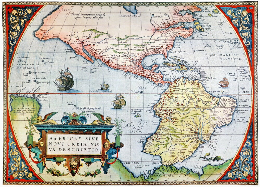 Posterazzi: New World Map 1570 NA New Description Of America Or The New ...