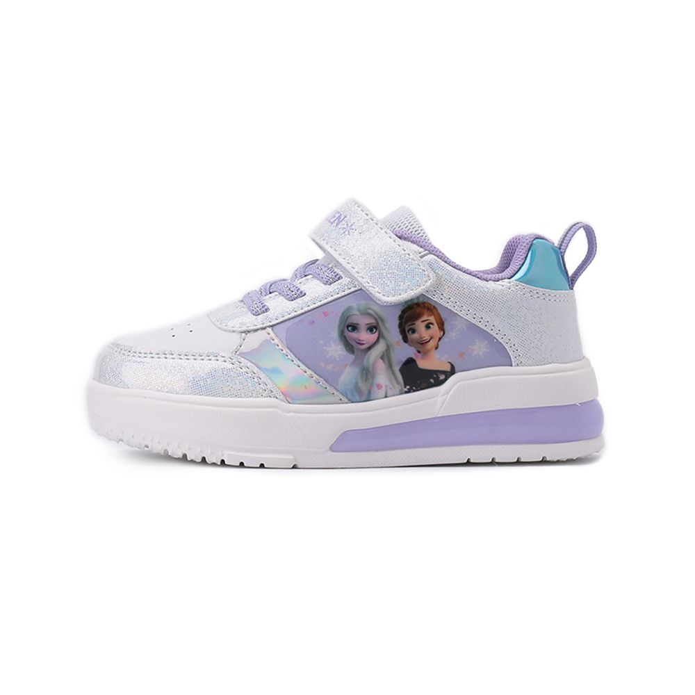 冰雪奇緣 底燈魔鬼氈運動鞋 紫白 FNKX41129 中大童鞋