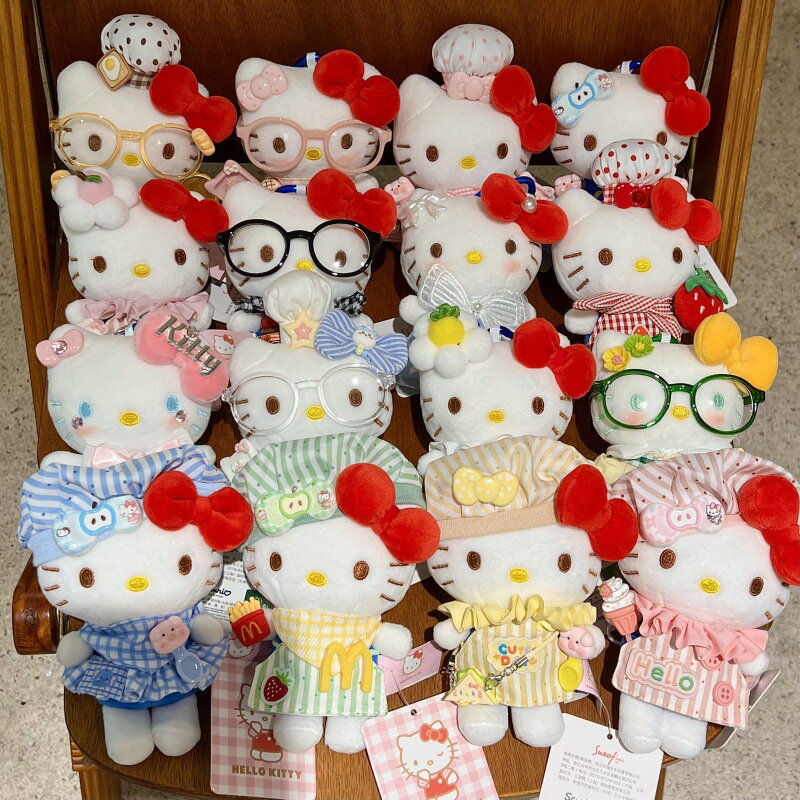 【正版授權】HelloKitty鑰匙扣 毛絨玩偶 包包掛件 可愛吊飾 百變穿搭 多彩造型 貓咪公仔 隨身小物 送禮自用兩相宜