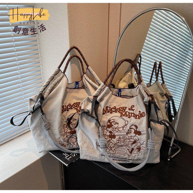 日系2024高圓圓同款托特大容量刺繡單肩環保購物袋手提斜挎包 c7071
