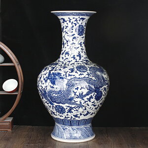 景德鎮陶瓷器手繪仿古青花瓷花瓶擺件客廳插花大號中式家居裝飾品