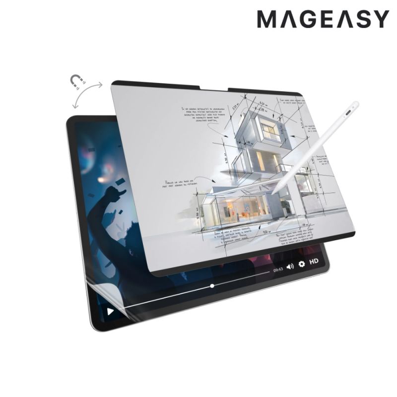 平板保護貼 MAGEASY Apple 蘋果 iPad Air 13 (2024/M2) EasyPaper Pro 2-in-1 可拆式磁吸類紙膜 畫紙模 繪圖膜 滿足繪圖觀影雙重需求【愛瘋潮】