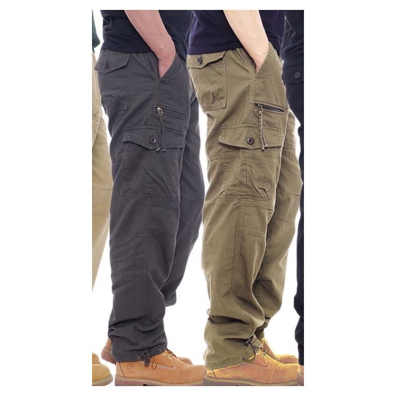春秋多口袋長褲男寬松大碼工裝褲松緊腰外穿休閑褲男干活外穿男褲 4