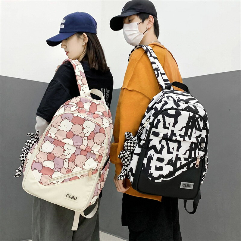 新款可愛卡通學生雙肩包韓版大容量情侶書包戶外旅行背包一件代發204