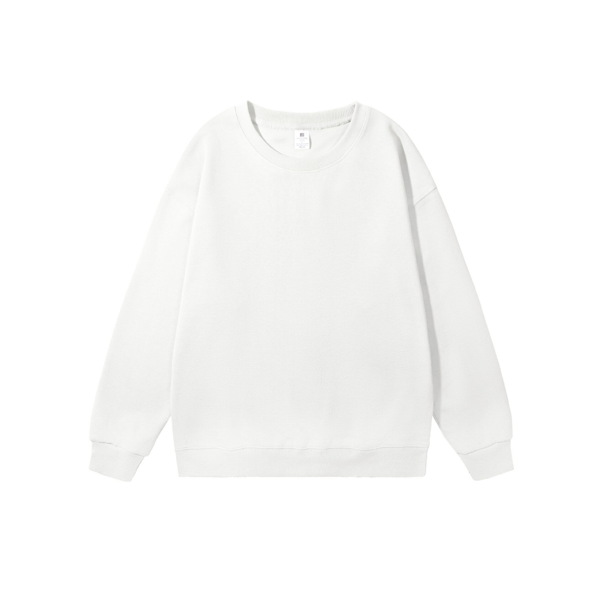 【喜挖】 歐美重磅寬鬆純色男式圓領混棉雙面T恤上衣女韓版休閒長袖情侶 5