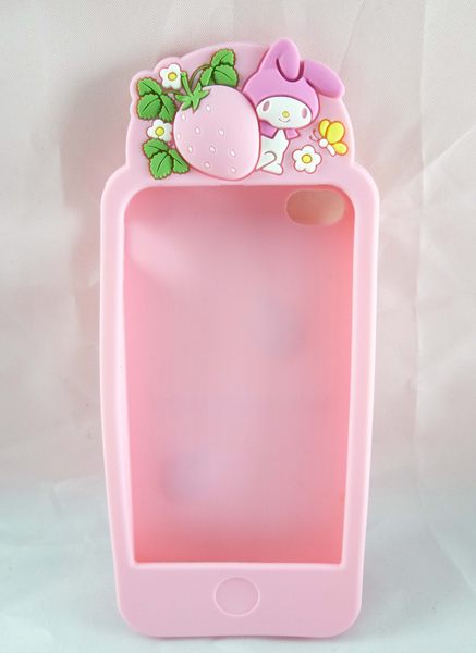 【震撼精品百貨】My Melody 美樂蒂 iPhone4/4s軟殼 矽膠粉&草莓 震撼日式精品百貨
