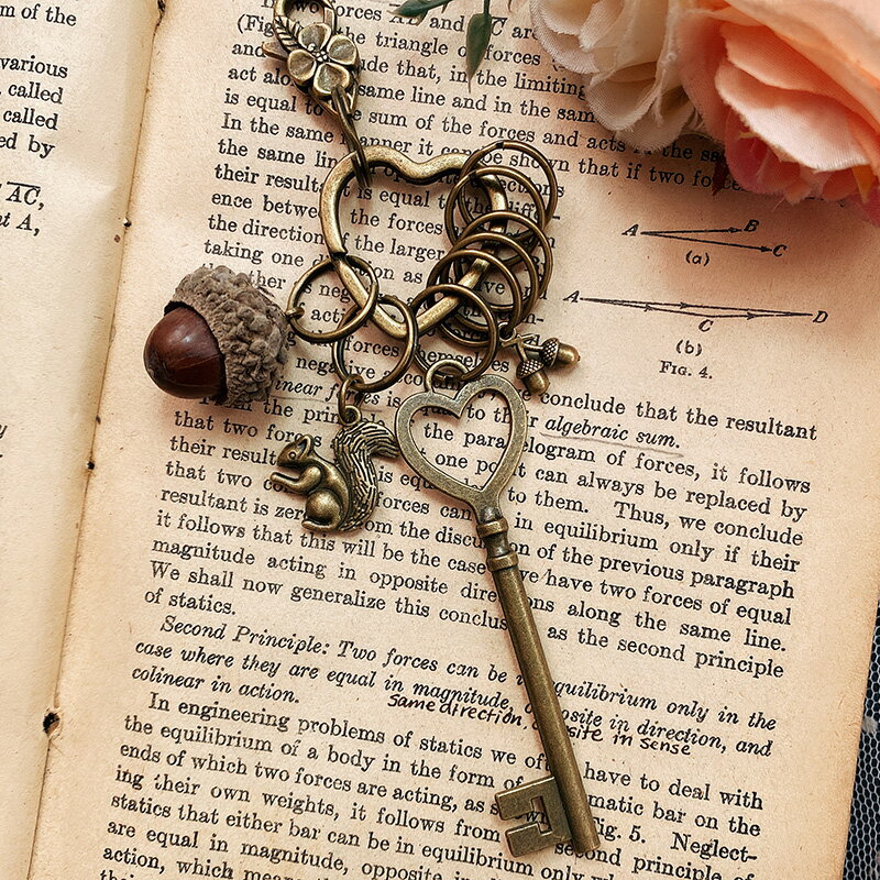 復古文藝手工創意生日禮物橡果鑰匙扣男鑰匙環圈學生小禮品ins女 2