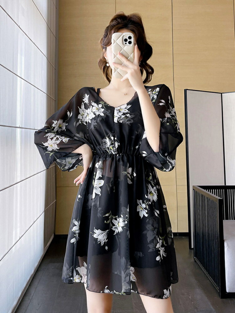 快速出貨/女生泳衣/分體泳衣女三件套新款夏胖MM大碼保守顯瘦遮肚防曬罩衫泡溫泉LL30L