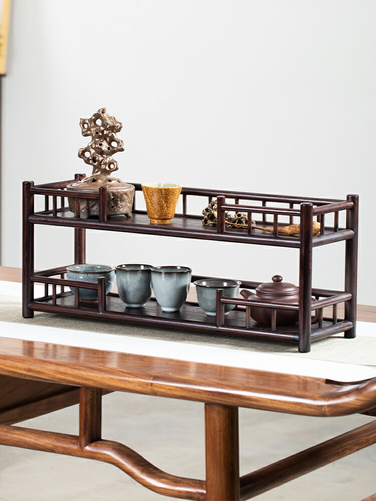 茶杯架子茶具置物架小型中式桌面博古架紫砂壺茶葉收納擺放展示架