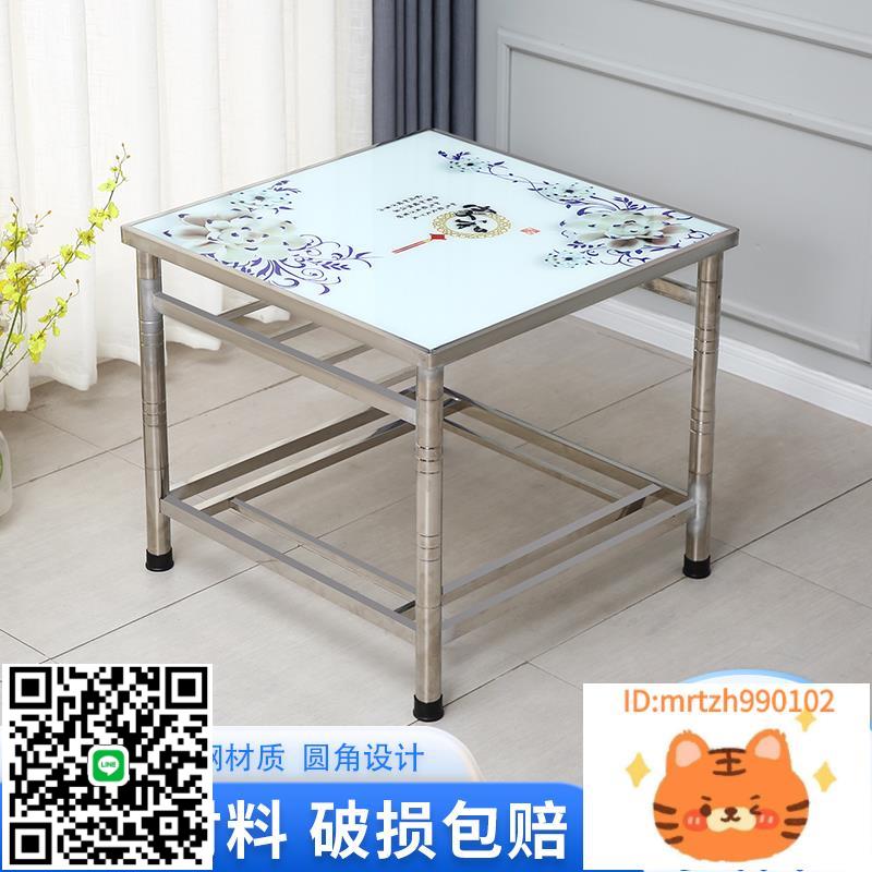 家用雙桿不銹鋼烤火取暖餐桌正方形折疊組裝冬季電爐桌子新款桌架-淘淘屋