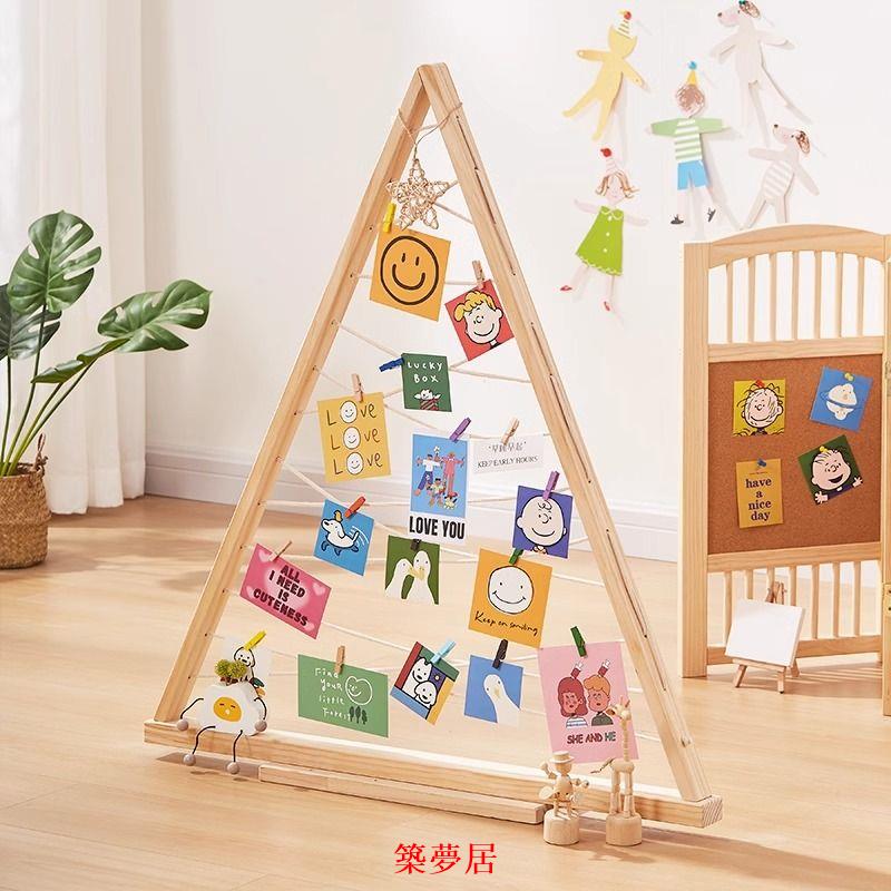 全館8折 免運 開立發票 桌面展示架 可移動多功能兒童作品展示架實木收納架拍立得照片展示架網紅照片 特惠/快速出貨