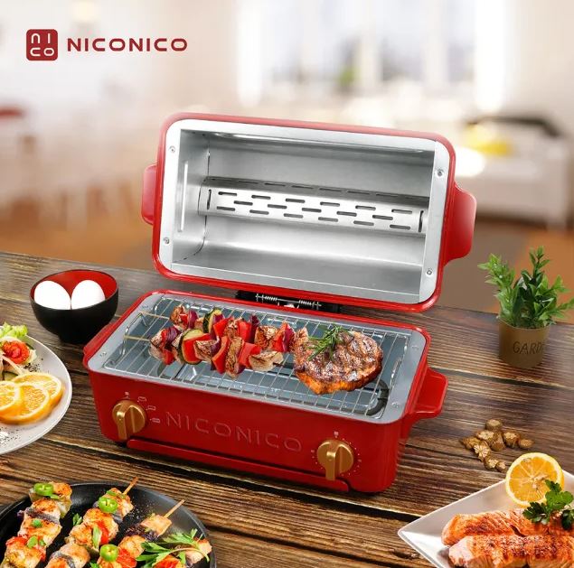 【618專屬特價】NICONICO 掀蓋燒烤式3.5L蒸氣烤箱