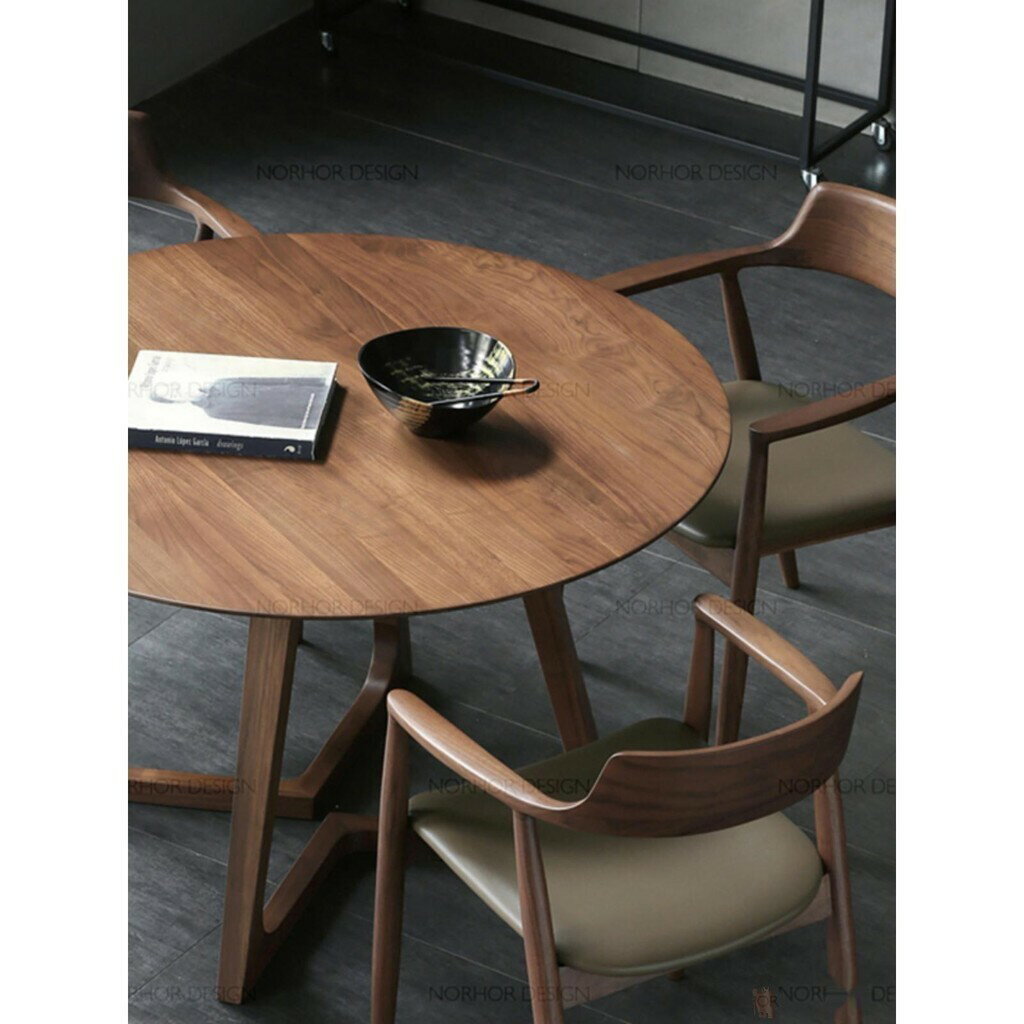 『 Tour wood』北歐風輕奢全實木圓形餐桌民宿咖啡廳飯店桌椅多人組合會客洽談桌