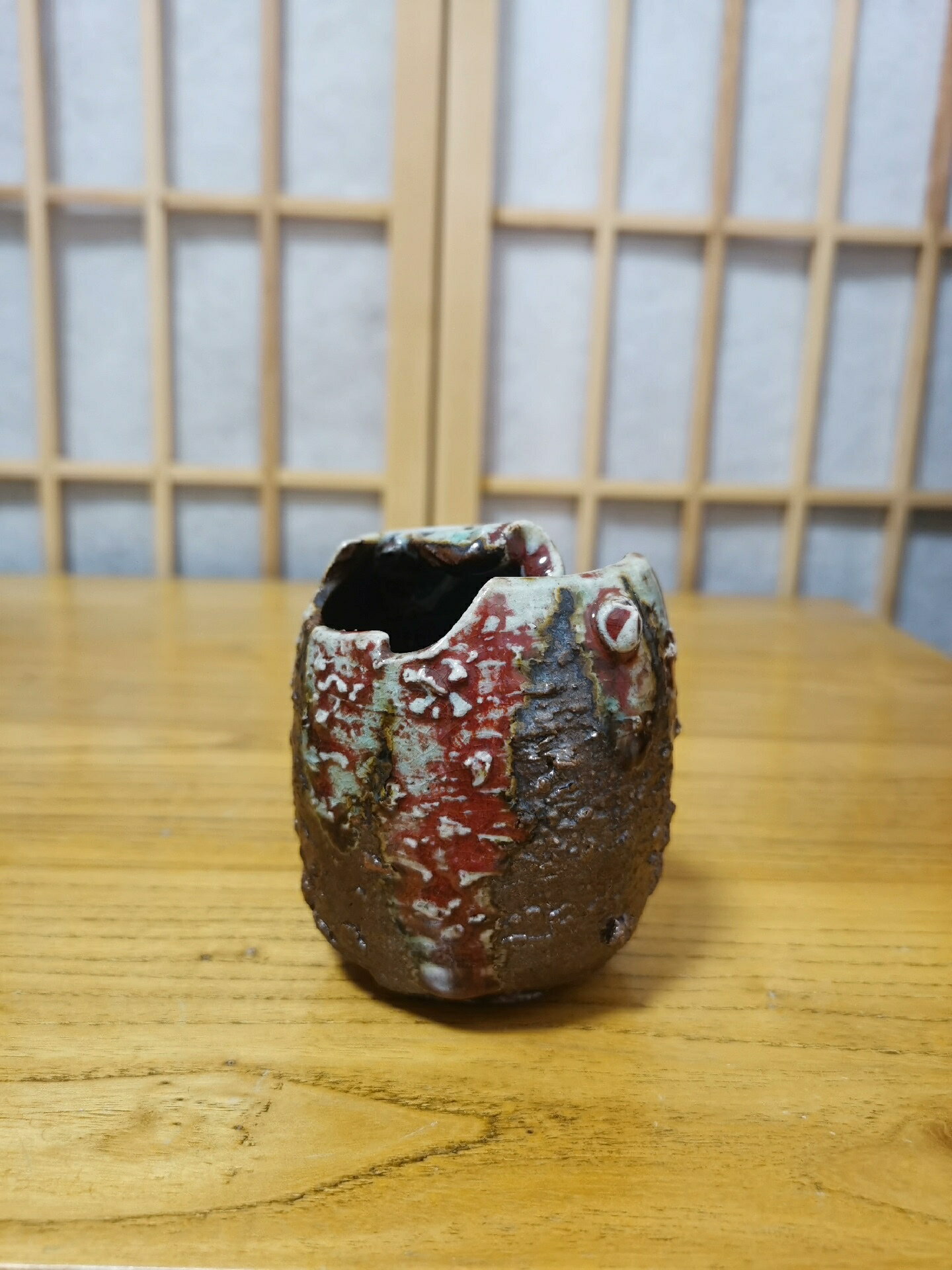 日本迴流 信樂燒 陶器花瓶 花器 釉裡紅