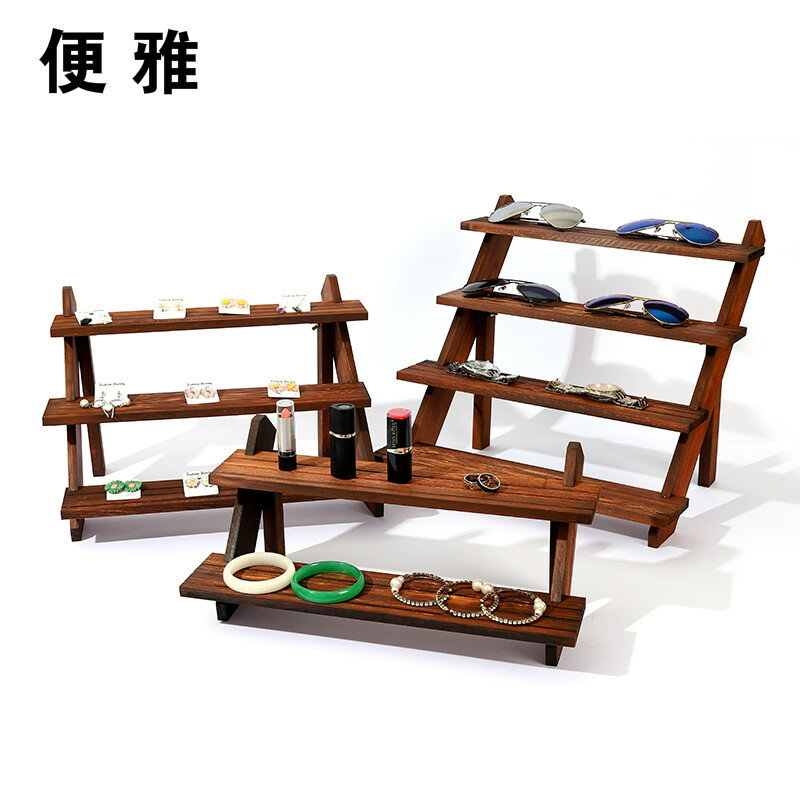 實木多功能做舊耳環收納架戒指飾品展示架公仔娃娃手辦陳列架