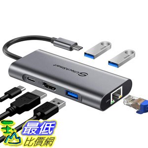 [8美國直購] HDMI適配器 USB C Hub, UtechSmart 6 in 1 USB C to HDMI Adapter 1000M Ethernet Power Delivery PD Type C