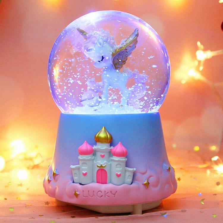 新年水晶球八音盒女孩兒童雪人旋轉音樂盒擺件女生禮物 全館免運