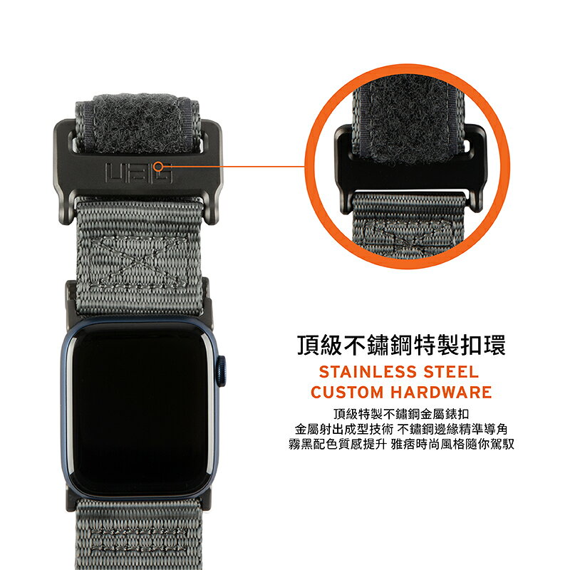 UAG 不鏽鋼 尼龍 腕帶 錶帶 替換帶 時尚錶帶 適用於Apple watch 42 44 mm 3