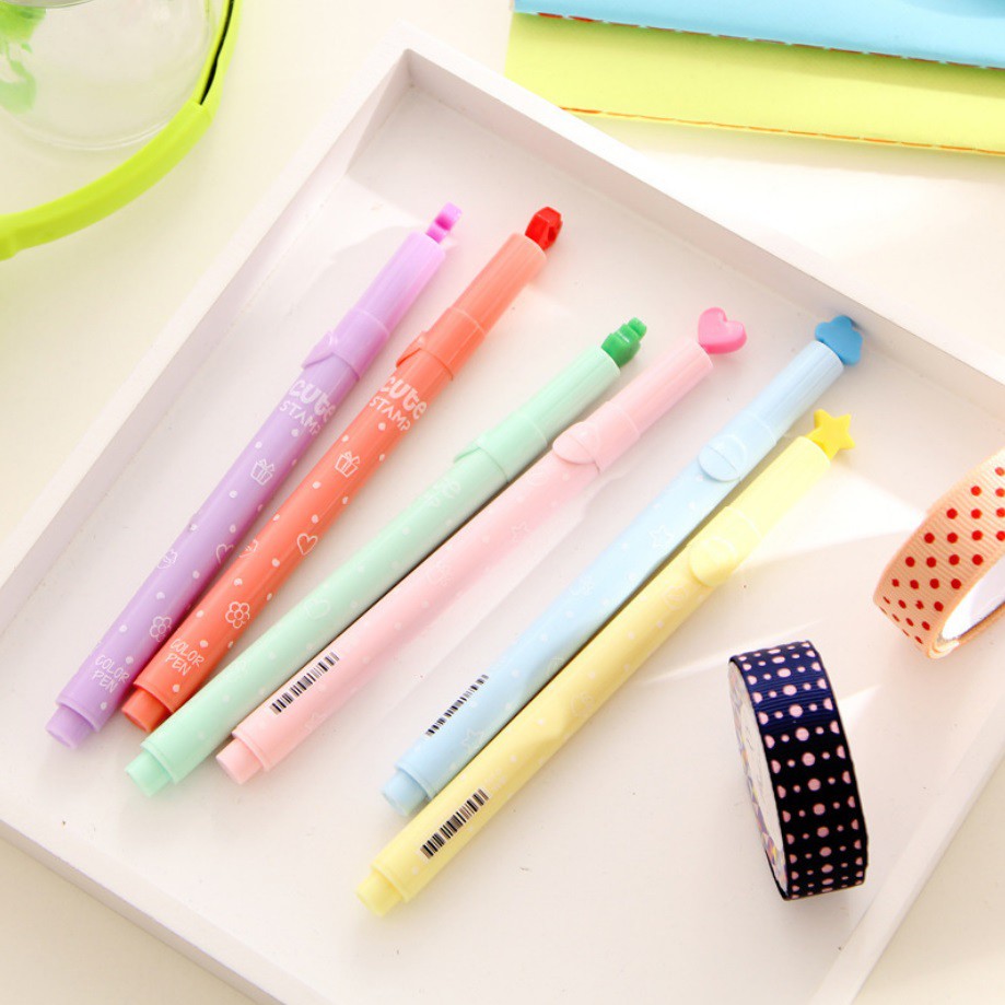 【印章筆】12色 糖果色螢光筆 圖案印章筆 水彩記號筆 印章 彩色筆 造型筆 2 【印章筆】12色 糖果色螢光筆 圖案印章筆 水彩記號筆 印章 彩色筆 造型筆 2