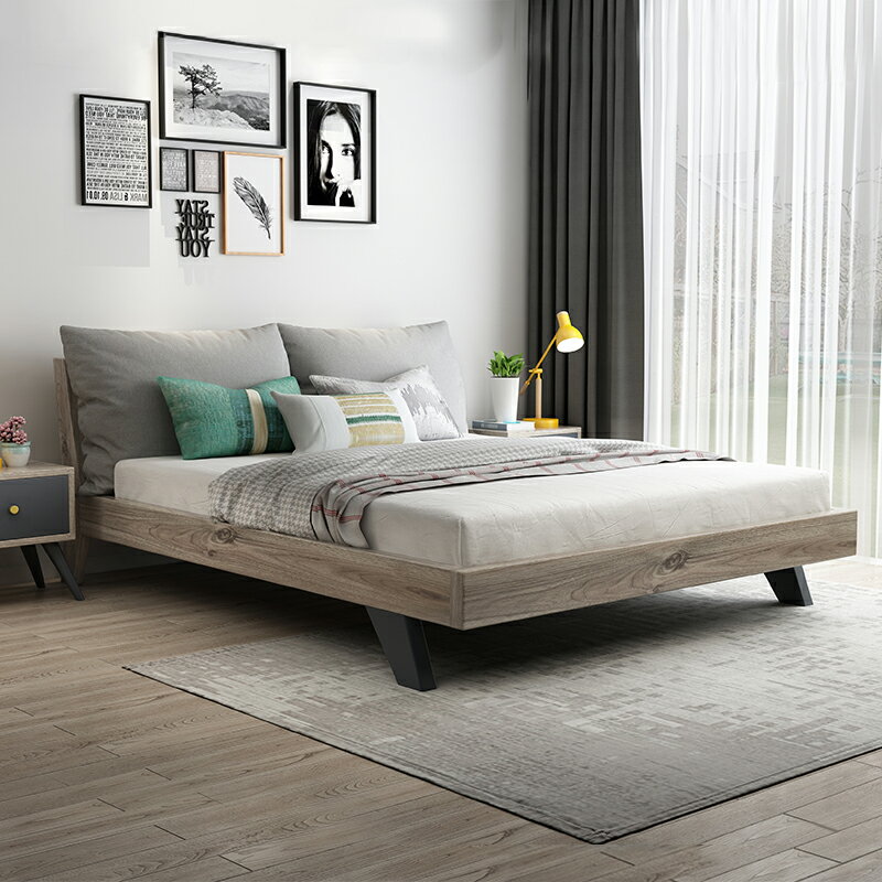 雙人床 北歐現代簡約 實木床 1.5米 1.2米 小戶型床 單人床 1.8米主臥婚床 雙人床