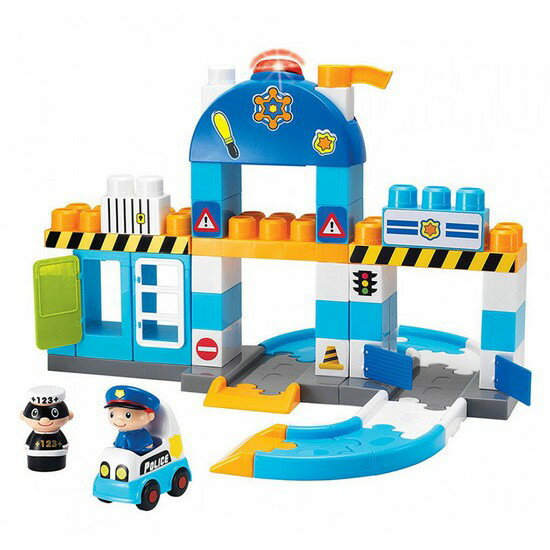 麗嬰兒童玩具館～創意積木 IBuilder 小小積木師-警察局豪華組 55p 益智組合積木