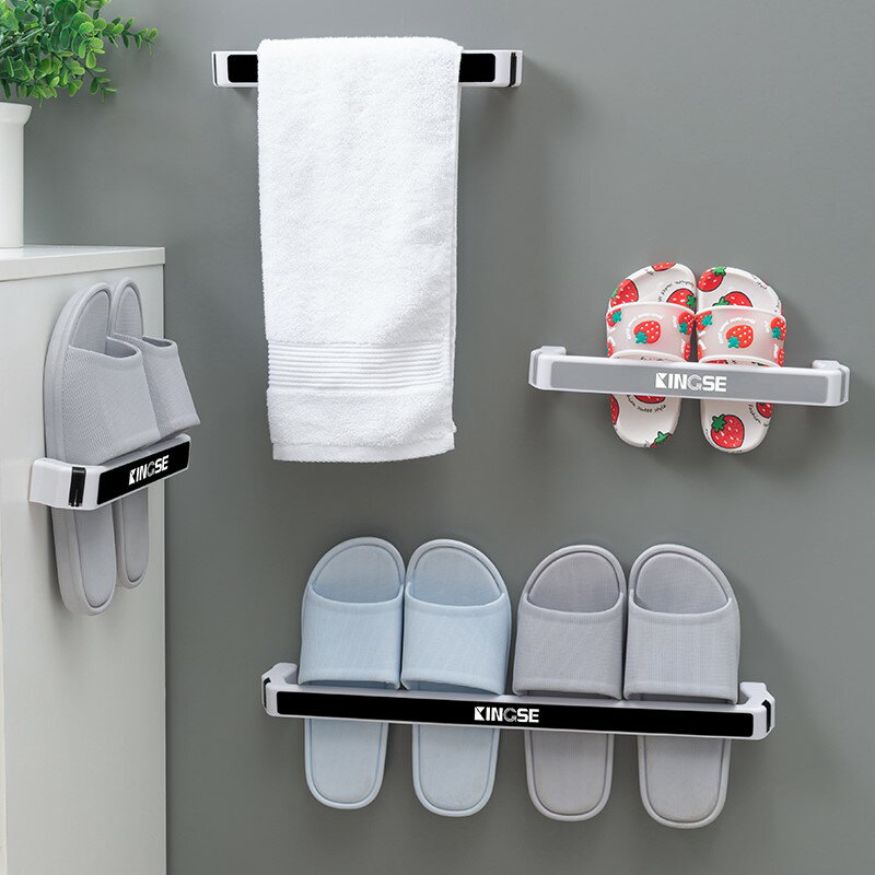 沖涼房廁所放拖鞋架多功能室內壁掛神器經濟型洗澡間簡易毛巾無痕