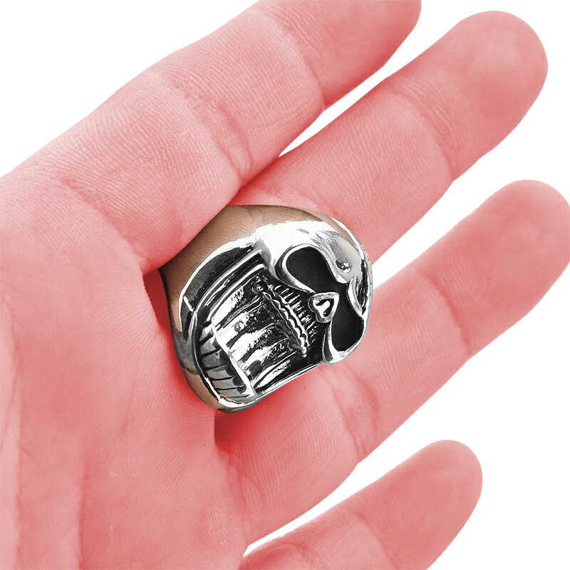朋克風另類時尚創意戒指配飾骷髏頭啤酒開瓶器大嘴鬼頭男戒指 3
