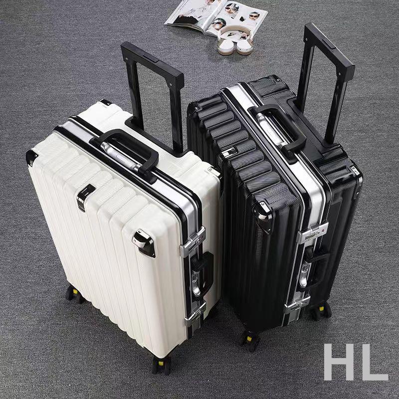 HL 韓版行李箱女學生旅行箱拉桿箱男萬向輪皮箱子大容量密碼箱鋁框款