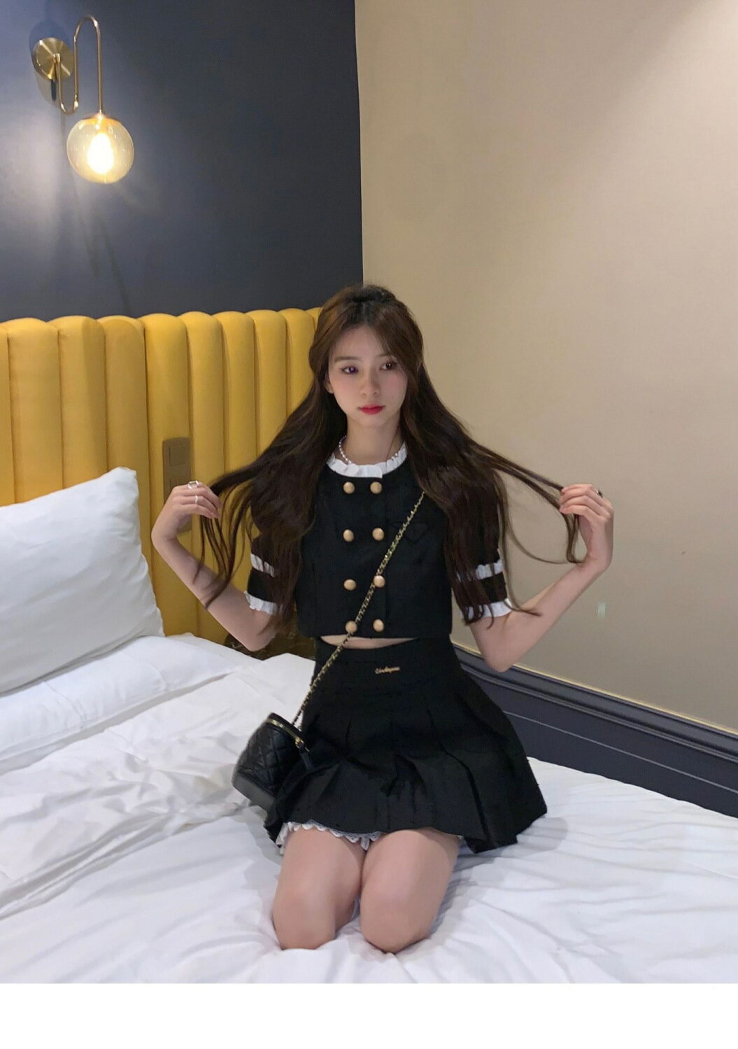 短袖裙裝西裝套裝女款時尚炸街小香風短袖氣質百褶半身裙子兩件套夏新