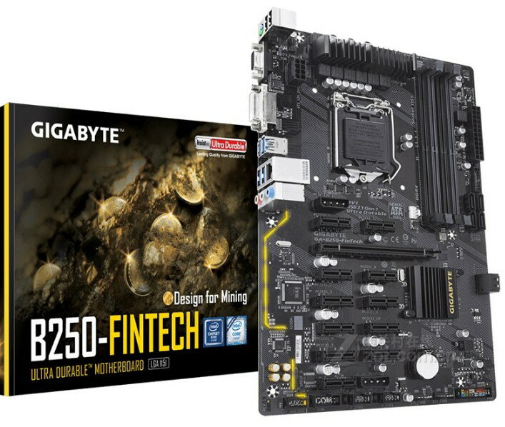 {保固一年 可打統編}全新盒裝Gigabyte/技嘉B250-FinTech臺式機1151主機板支援四通道
