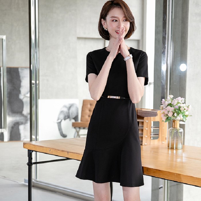 圓領嫵媚連身上班洋裝(不含腰帶)[20S112-PF]灰姑娘