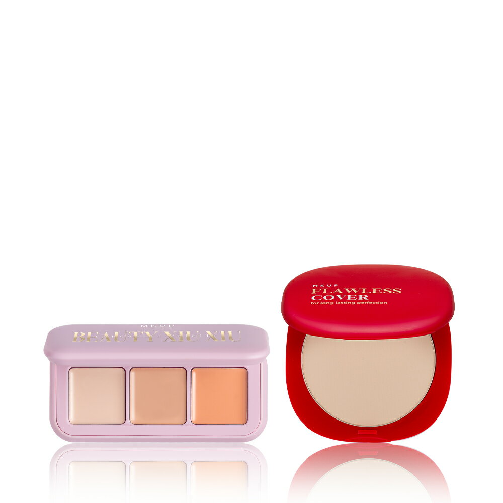 MKUP 美咖【新品上市】美肌修修三色遮瑕盤+高遮無痕水粉餅