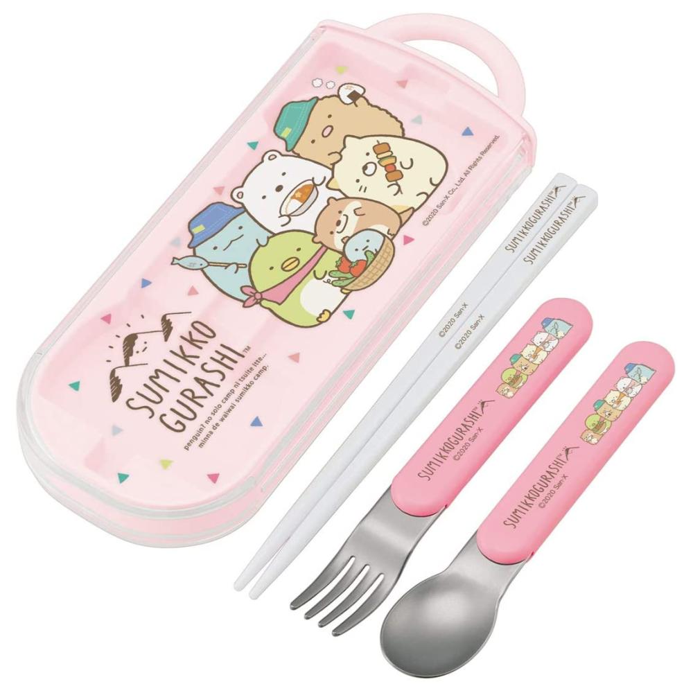 【震撼精品百貨】角落生物 Sumikko Gurashi~SAN-X 角落生物AG抗菌3合1餐具組日本製-粉*52458