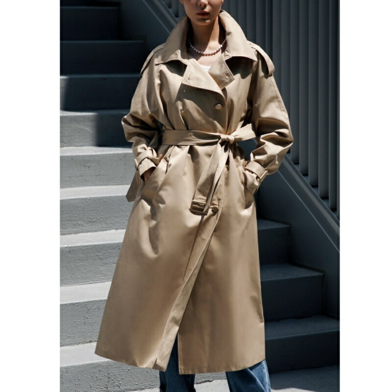 【巴黎精品】現貨+預購 斗蓬披風外套-大碼膝長款立領系帶顯瘦工裝女外套2色a1in18
