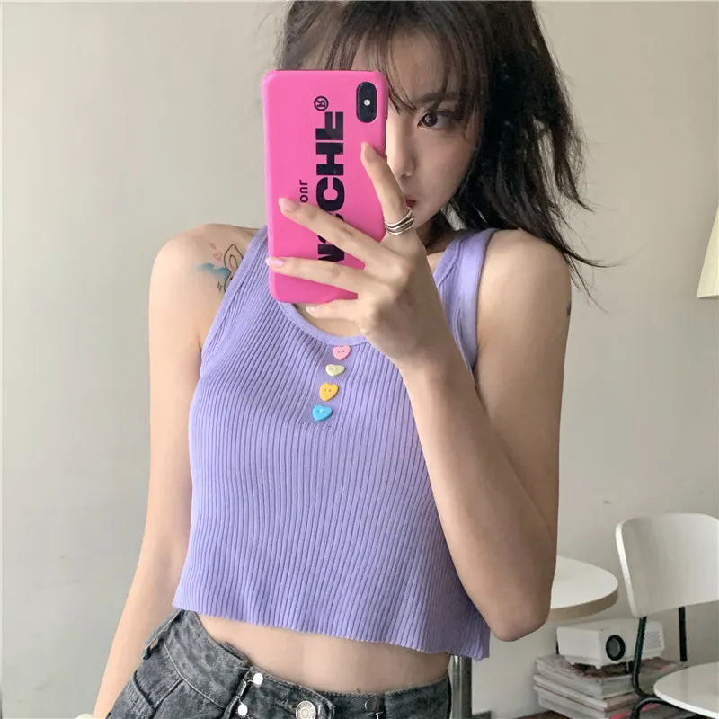 女士背心 小可愛 針織短款上衣 女款韓版修身背心 顯瘦吊帶背心 外穿打底衫 女生背心 百搭無袖上衣【不二雜貨】