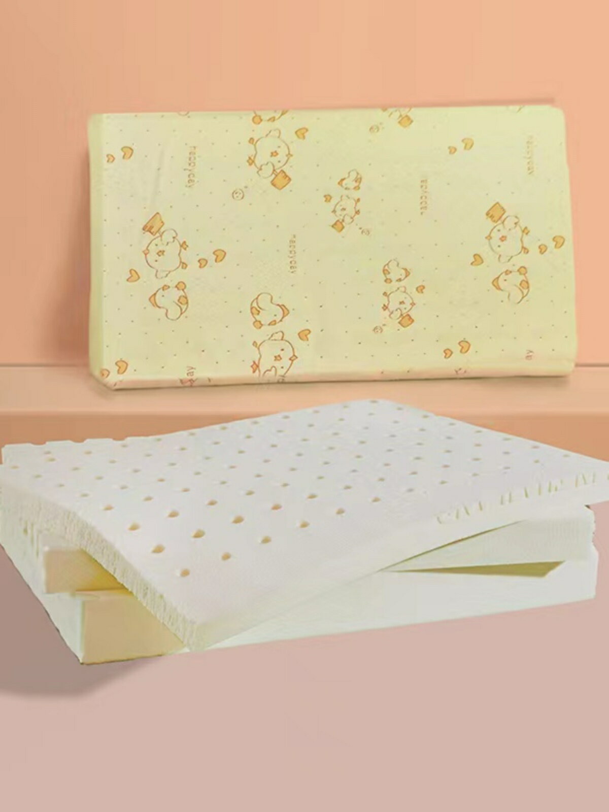 泰國天然乳膠枕兒童枕頭1-3-6歲嬰兒柔軟新生寶寶定型枕加長純棉