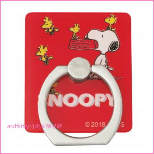 asdfkitty*SNOOPY史努比紅色手機指環扣/手機支架-日本正版商品