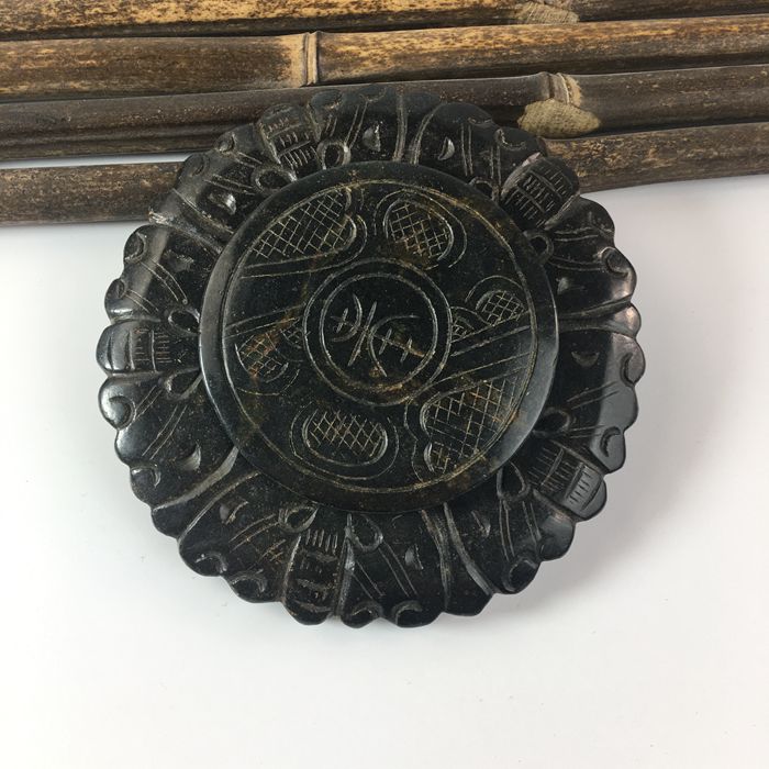 仿古玉器玉石博古架書桌面裝飾精雕玉器五福筆洗小號硯臺擺件特價