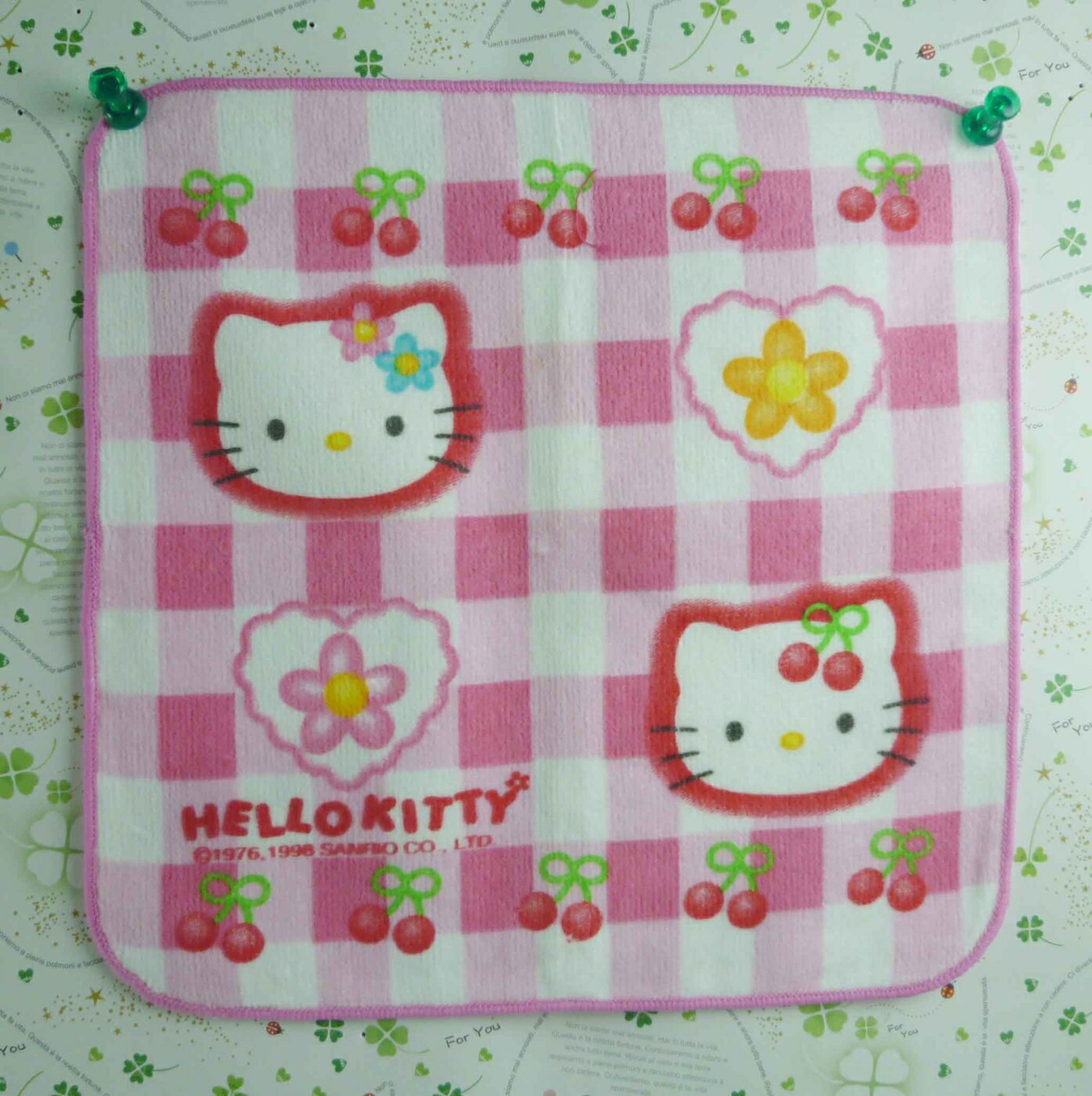 【震撼精品百貨】Hello Kitty 凱蒂貓 方巾-限量款-格子櫻桃-紅色 震撼日式精品百貨