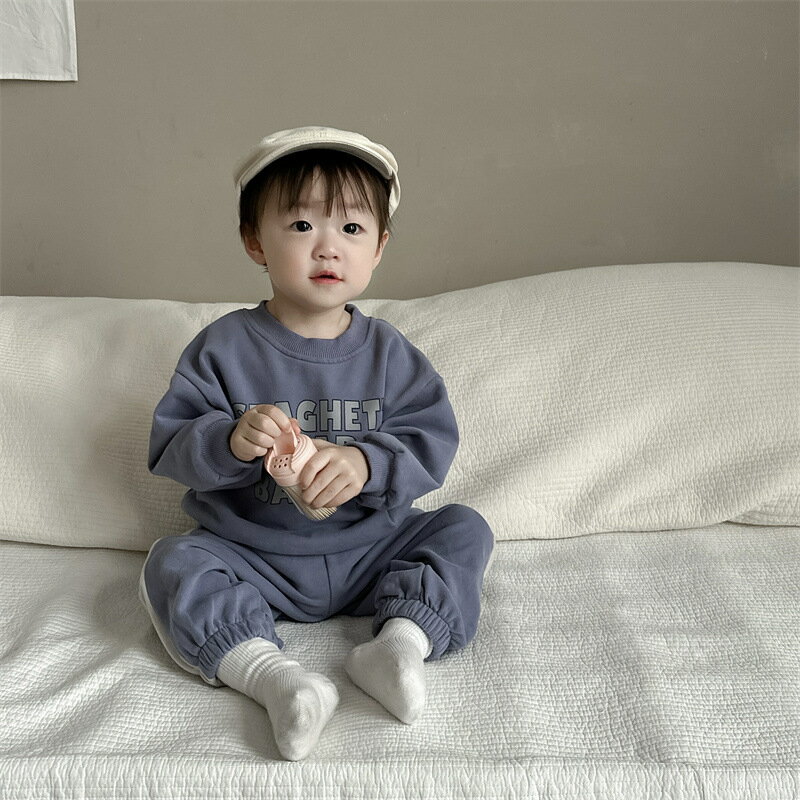 兒童春季衣服兒童套裝春款韓版童裝嬰兒寶寶字母衛衣套裝
